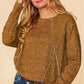 Exposed Seam Dolman Sleeve Ribbed Top
