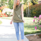 Boho Charm Sleeveless Top in Olive