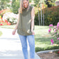 Boho Charm Sleeveless Top in Olive