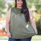 Boho Charm Sleeveless Top in Olive