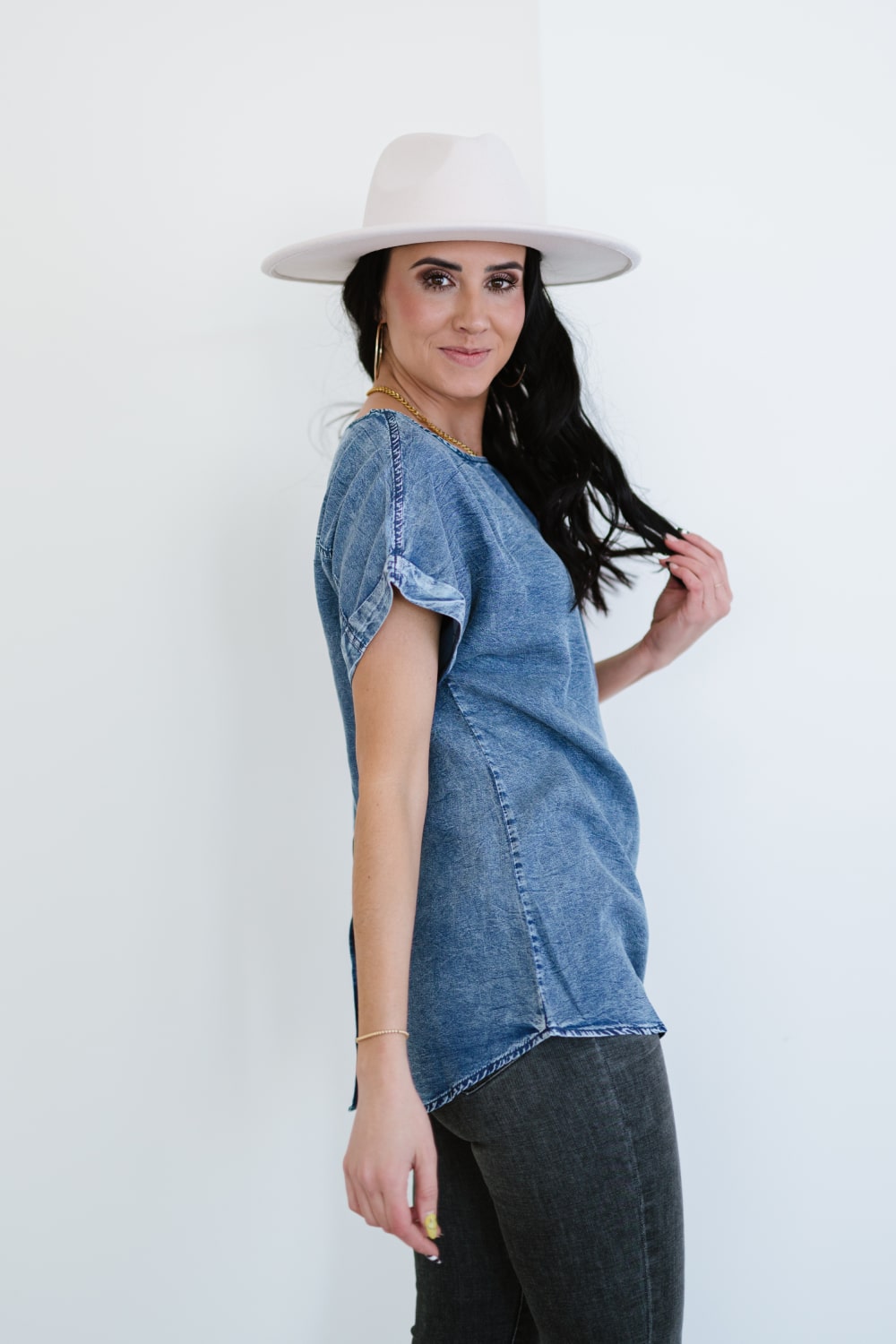 Take Me There Denim Top