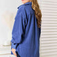 Cozy Girl Button Down Shacket-Dusty Blue