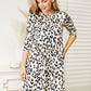 Leopard Three-Quarter Sleeve Dress with Pockets