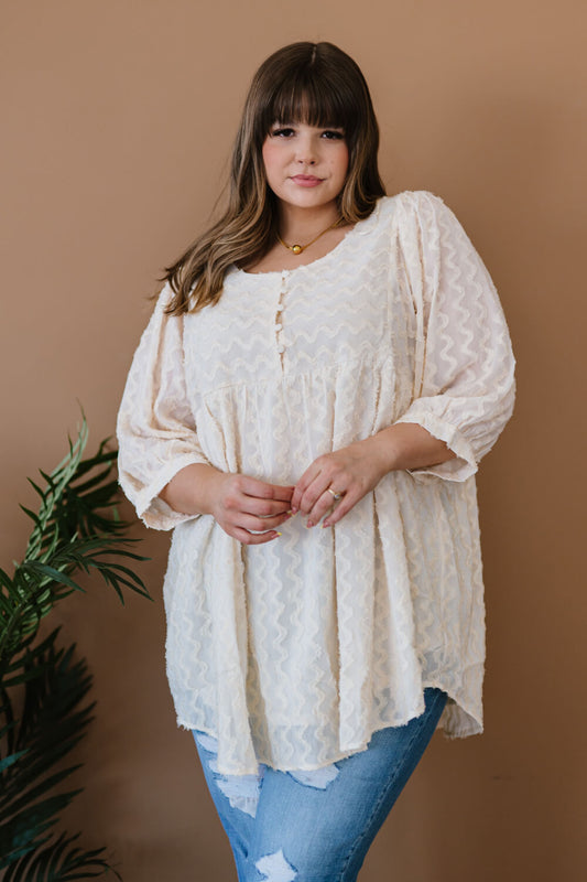 Wave Hello Textured Babydoll Blouse