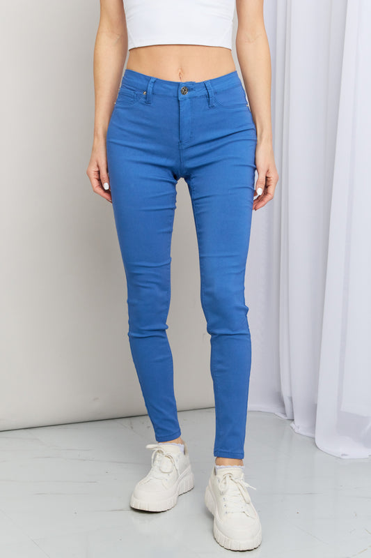 YMI Hyper-Stretch Mid-Rise Skinny Jeans in Electric Blue