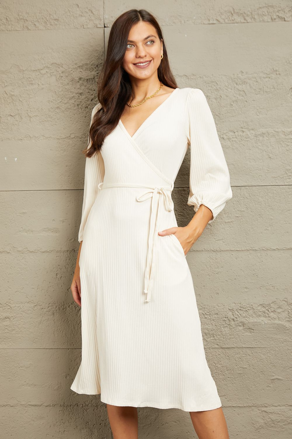 Surplice Flare Ruching Dress