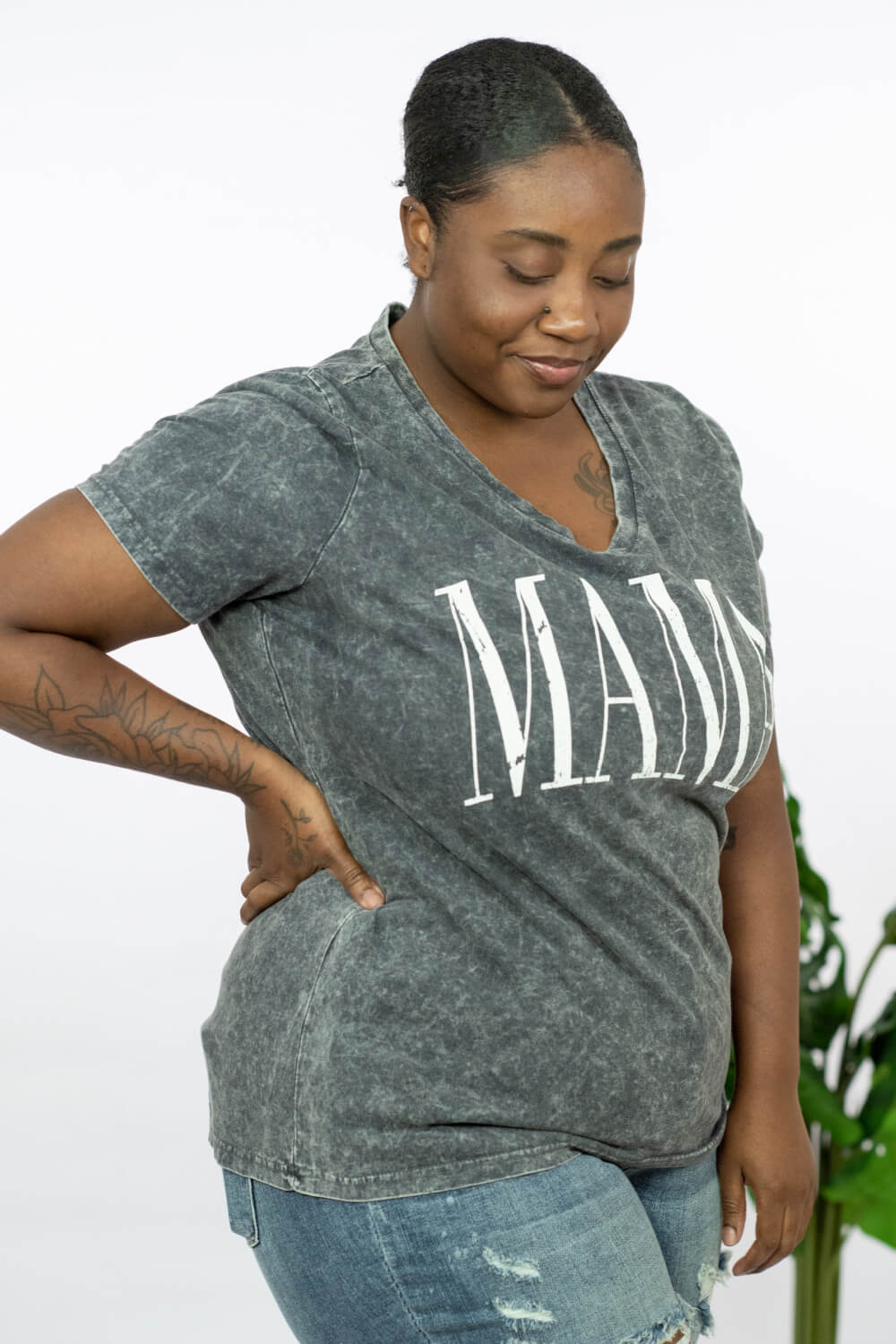 Sew In Love MAMA Full Size Acid Wash Tee