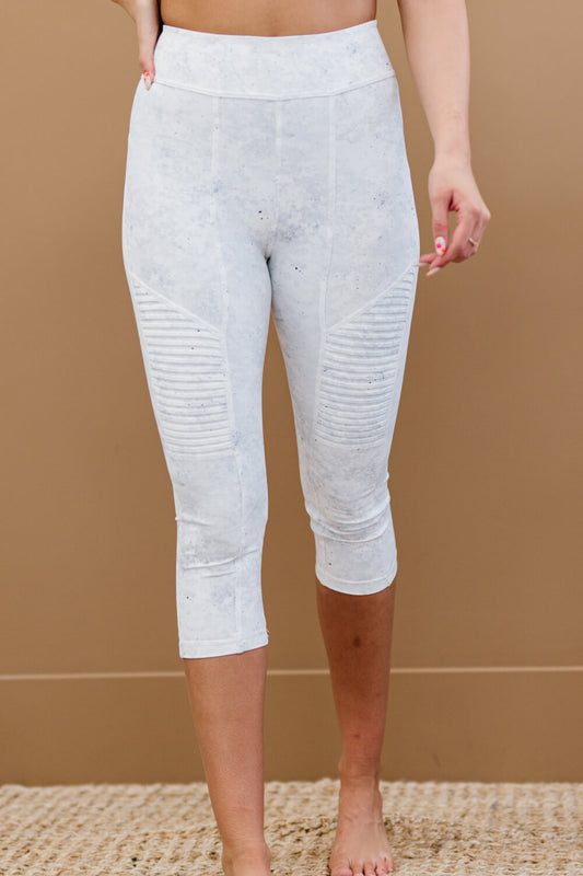 Sweat It Out Marble Print Moto Athletic Leggings