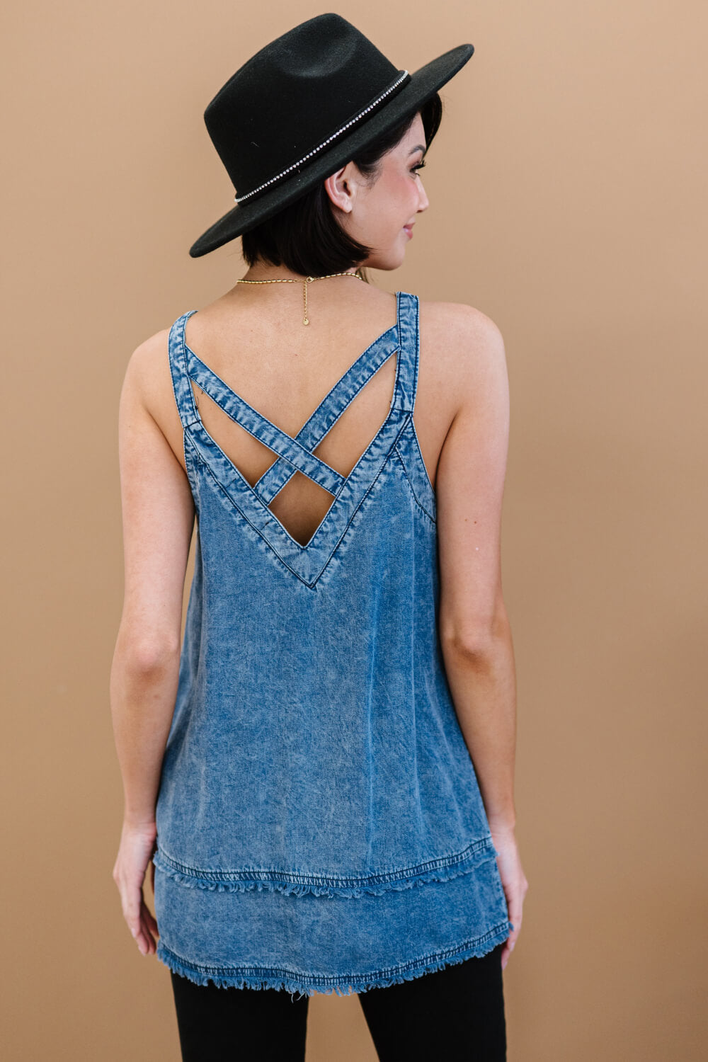 Forever Young Mineral Wash Denim Sleeveless Top