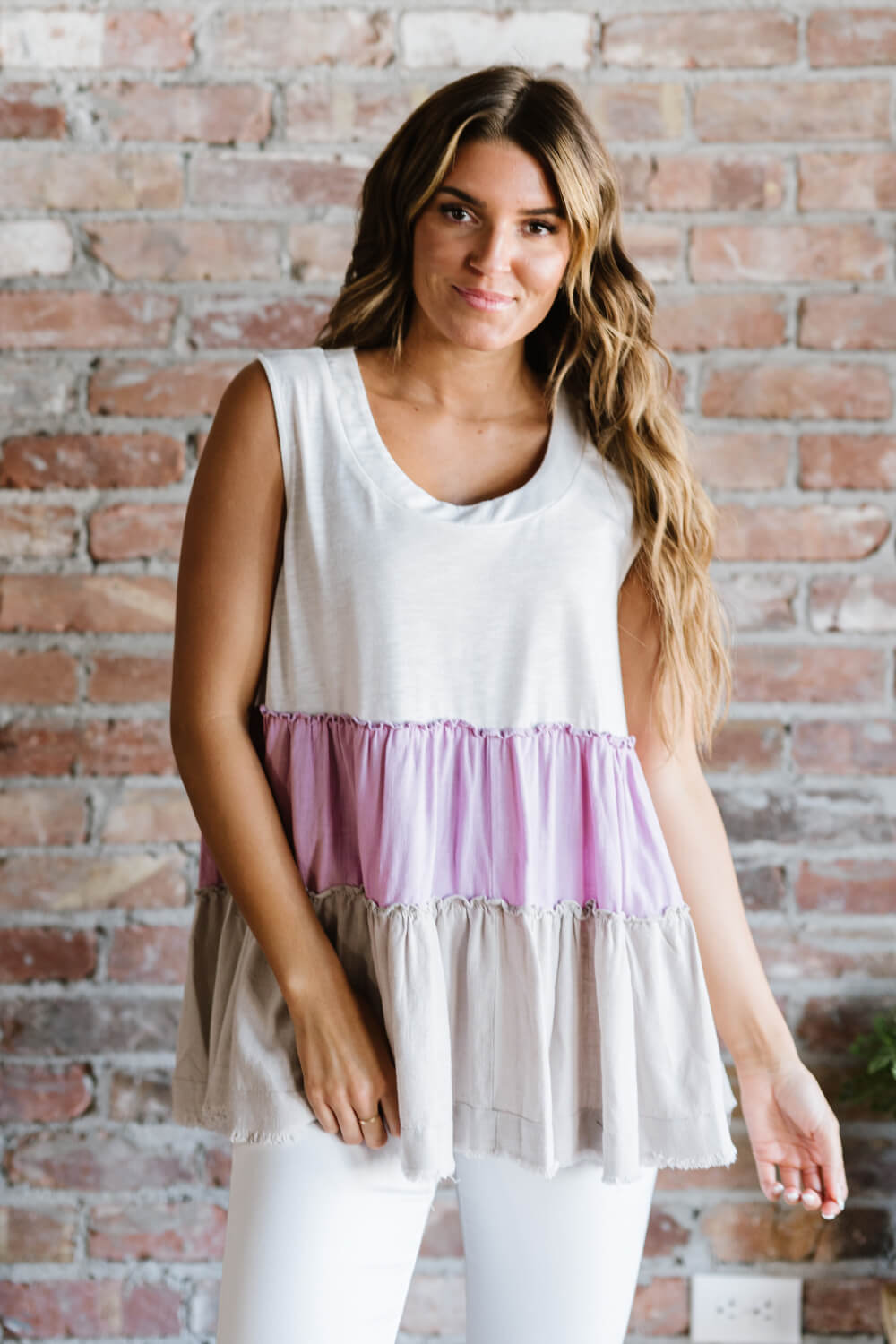 Watching the Sunset Color Block Babydoll Tank