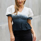 Smocked Waist Ombre Woven Top
