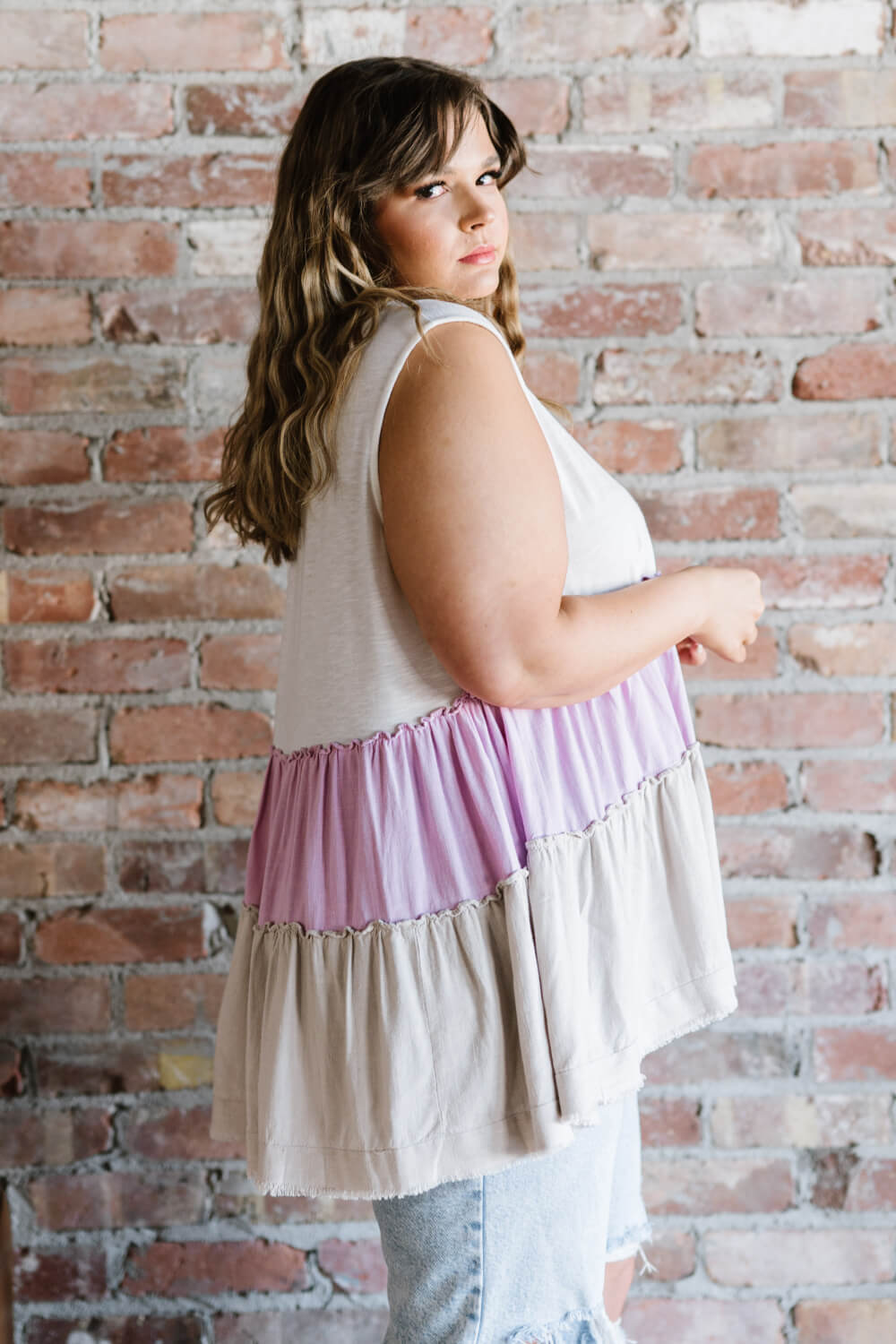 Watching the Sunset Color Block Babydoll Tank