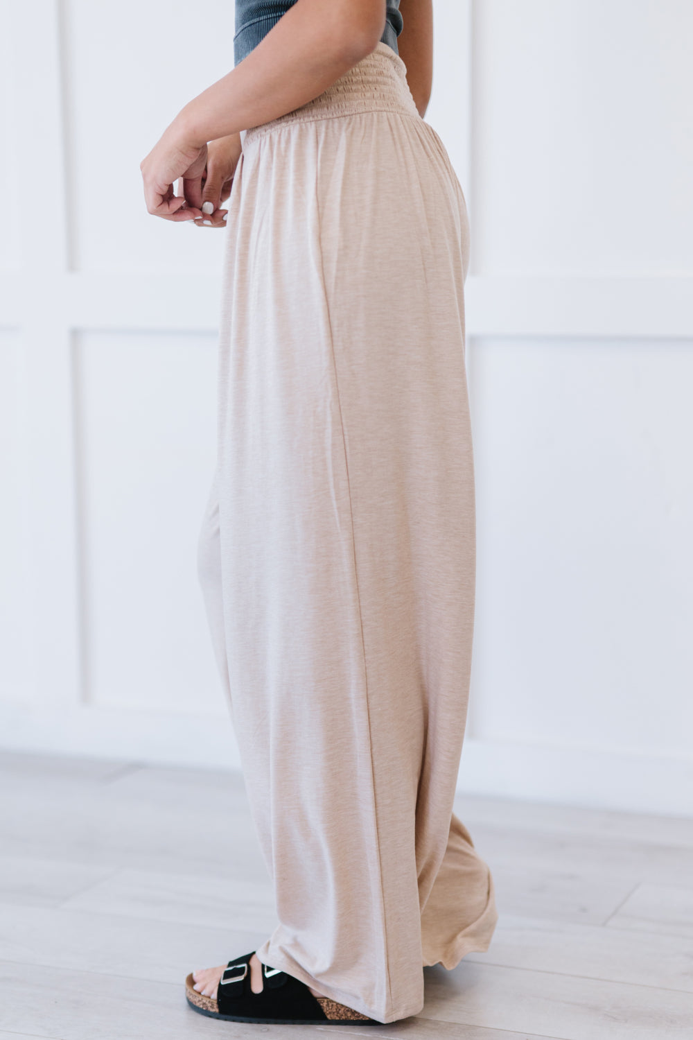 Easy Breezy Full Size Palazzo Pants in Beige