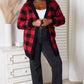 Plaid Open Front Cardigan with Pockets