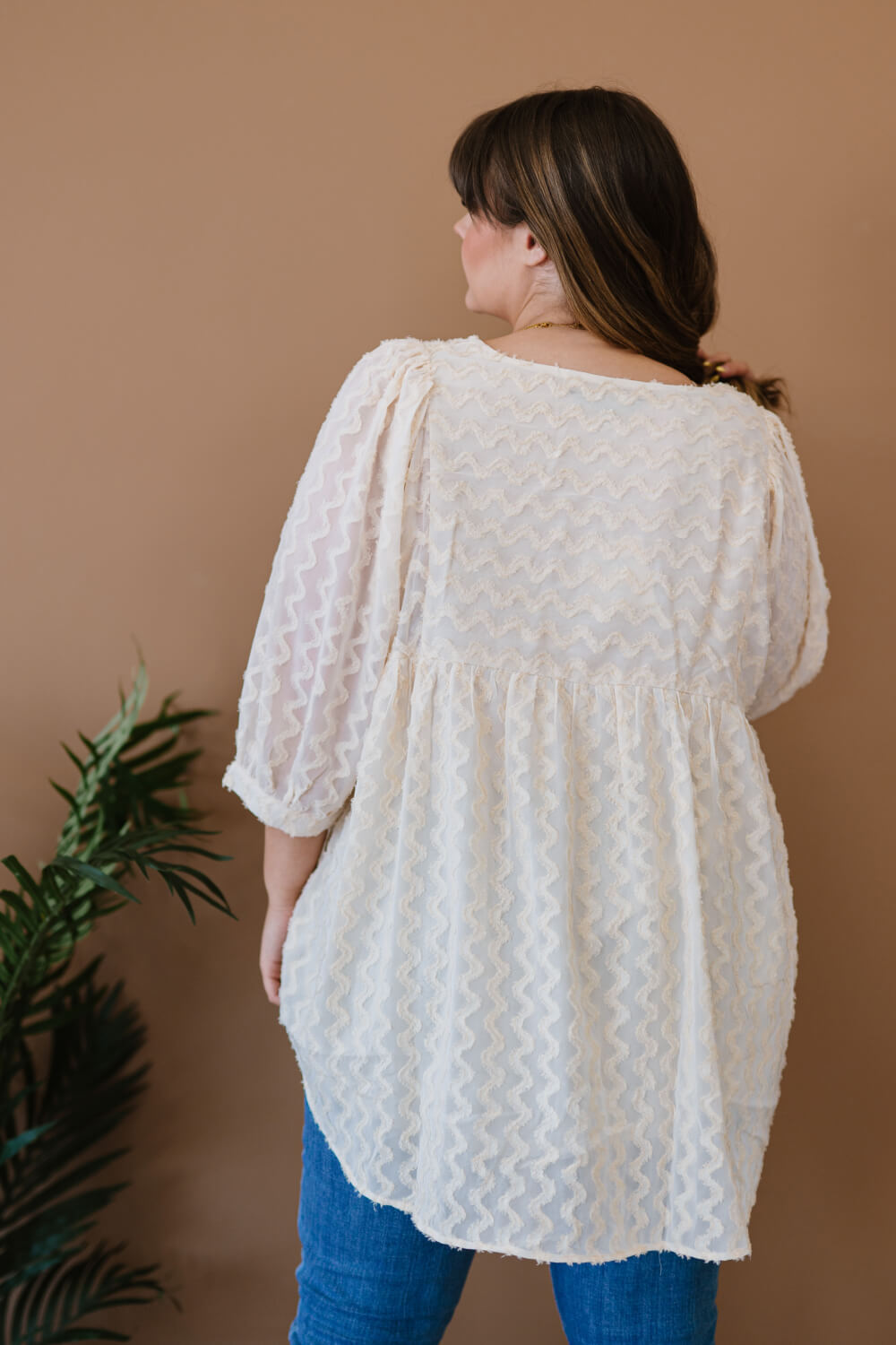 Wave Hello Textured Babydoll Blouse